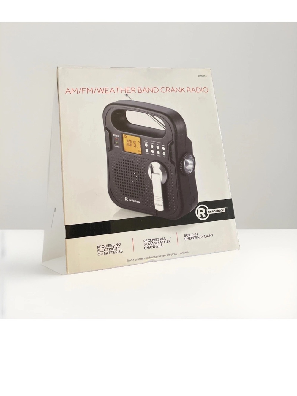 Black AM/FM/Weather Band Crank Radio with Emergency Light